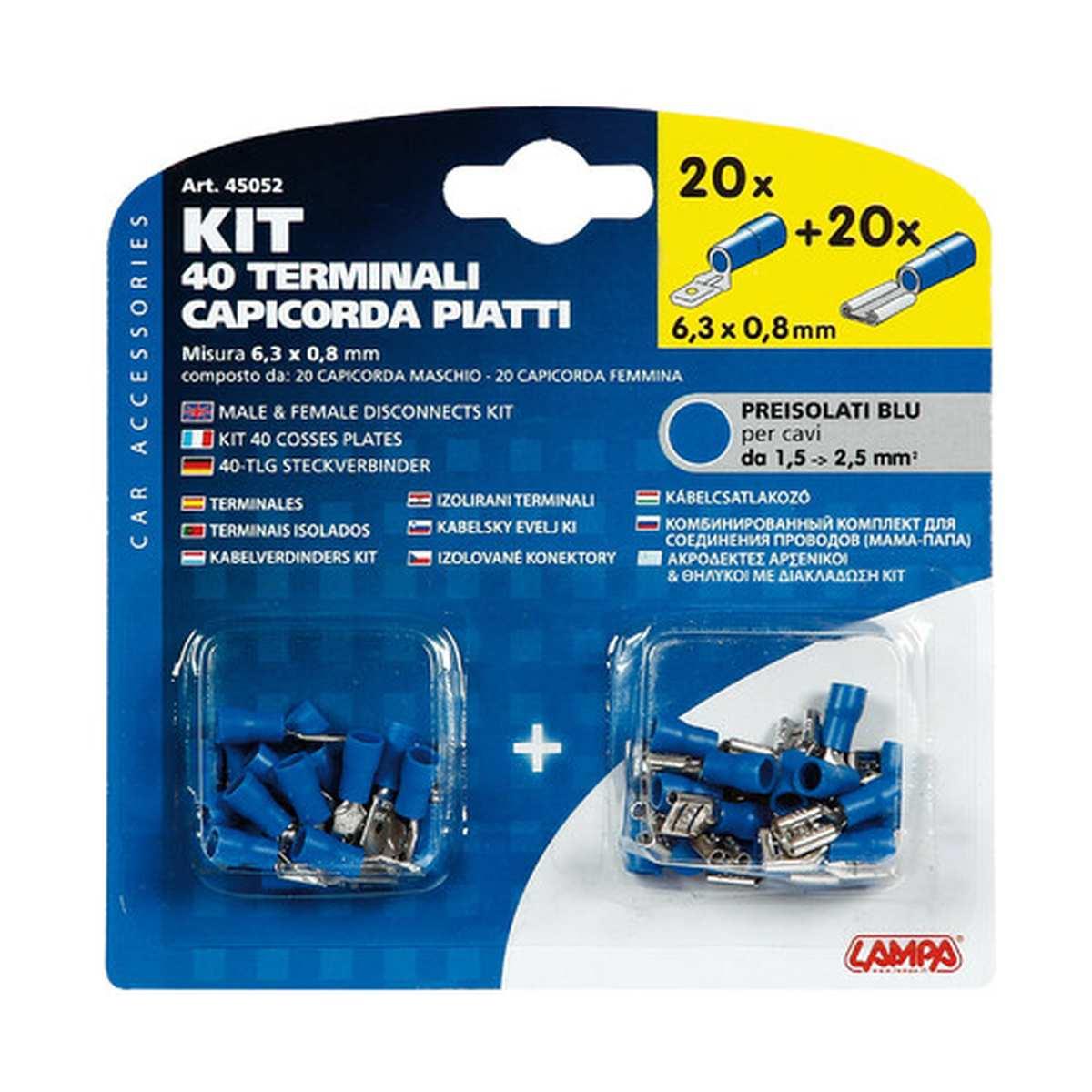 Kit 40 terminali-capicorda piatti - Blu