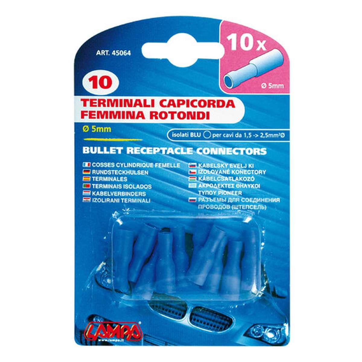 10 terminali - capicorda femmina rotondi - Blu