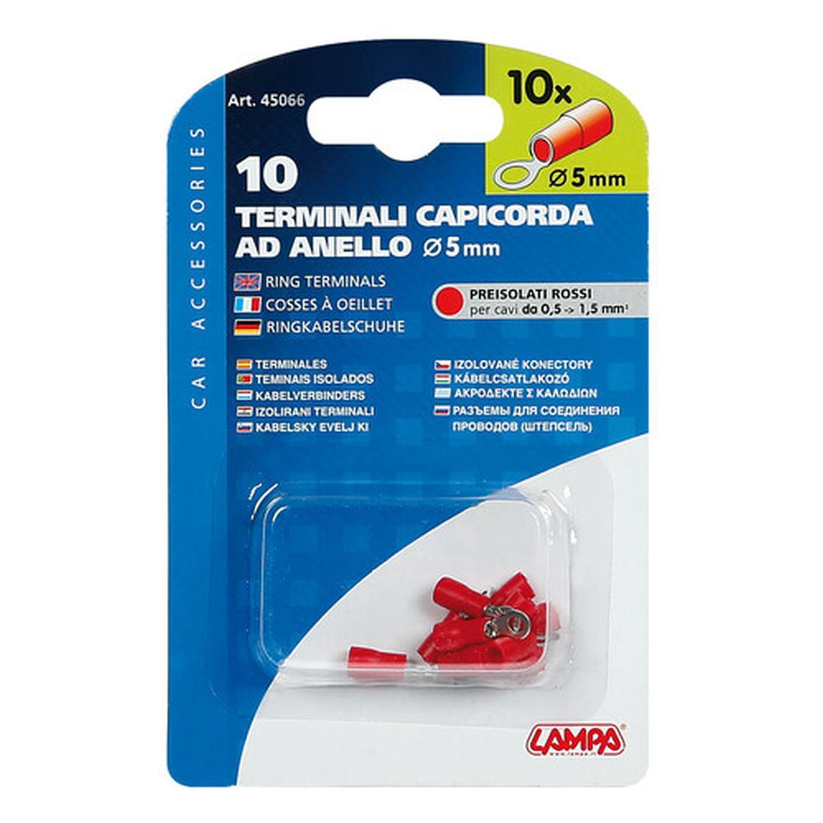 10 terminali - capicorda ad anello - Rosso