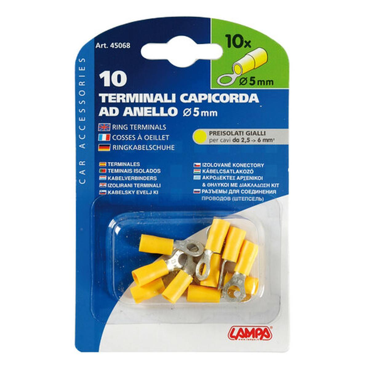 10 terminali - capicorda ad anello - Giallo