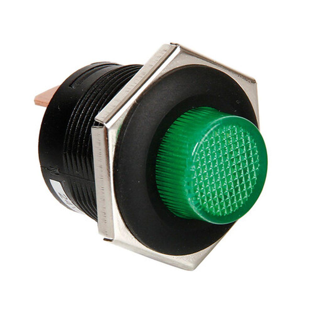 Interruttore a pulsante con spia a Led - 12/24V - Verde