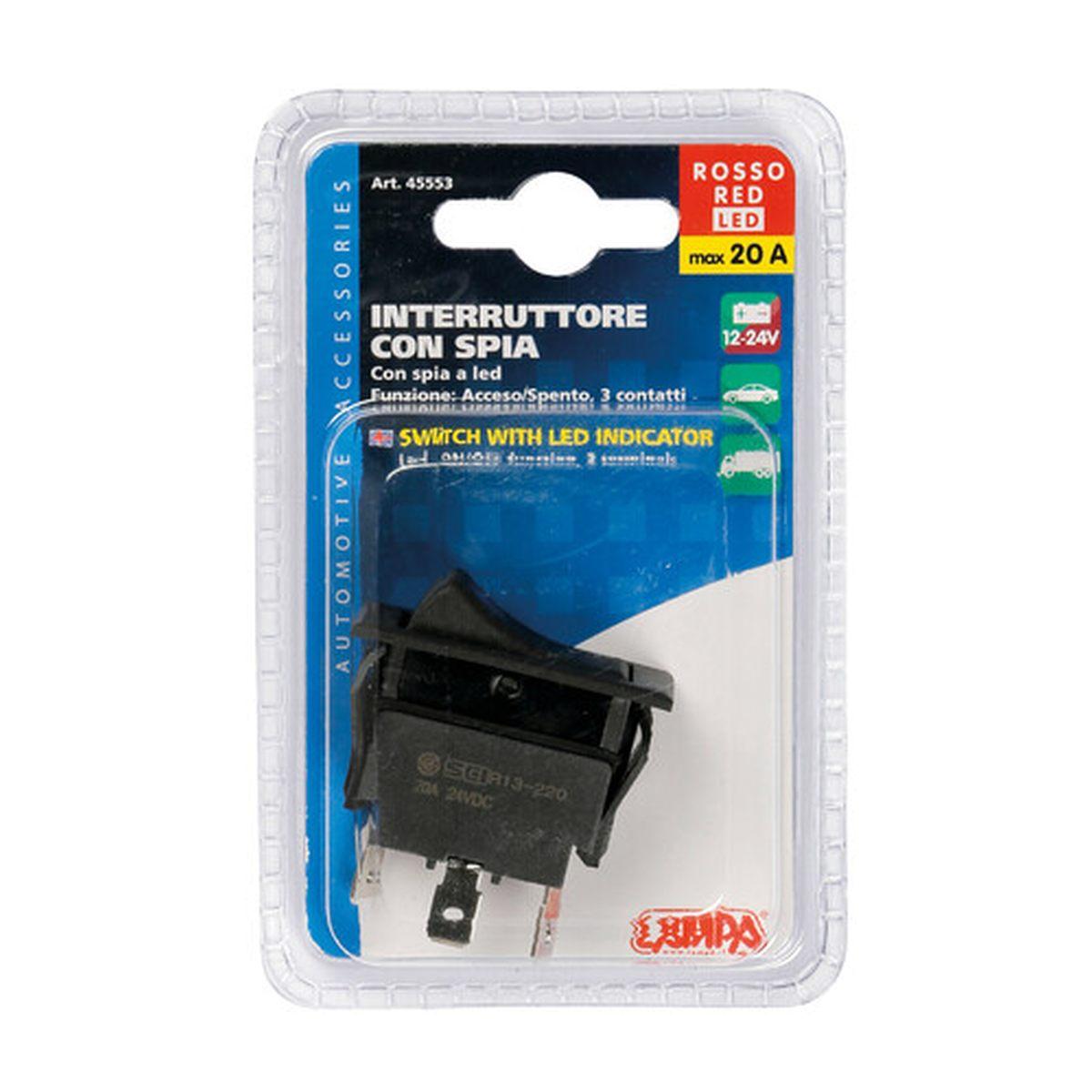 Interruttore con spia a Led - 12/24V - 20A