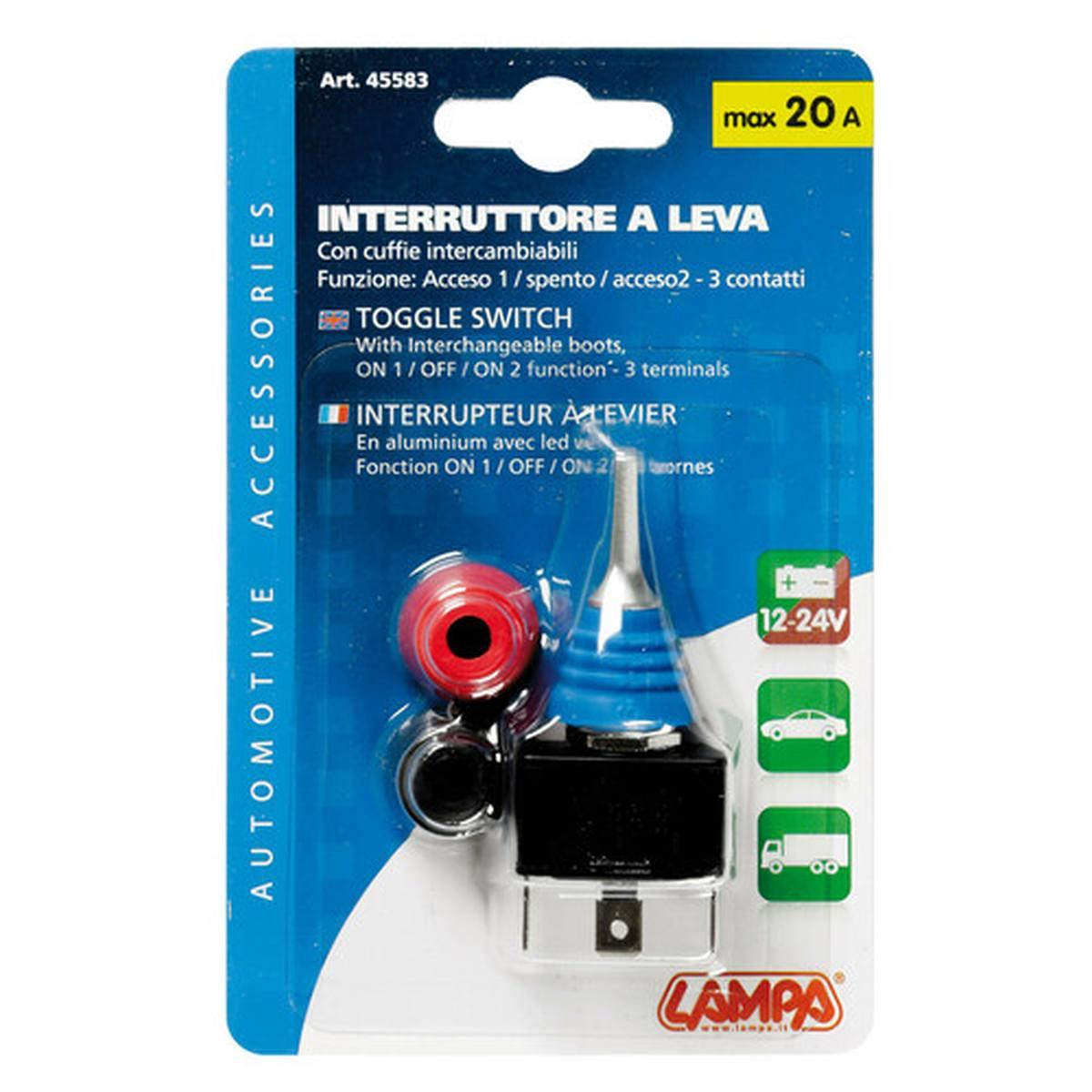 Interruttore a leve con cuffie intercambiabili - 12/24V - 20A