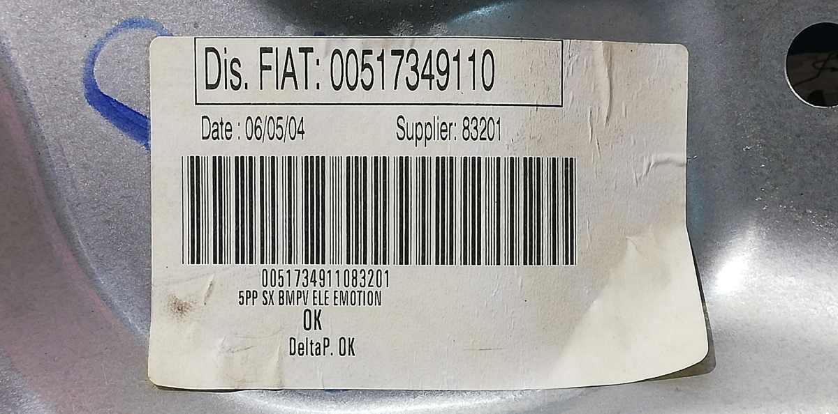 PANNELLO ALZAVETRO POST SX FIAT IDEA 1.9 MJT 2006 00517349110<br /><br /><br />