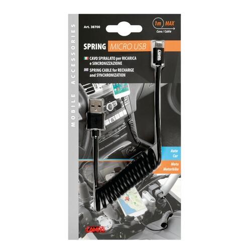 Cavo a spirale Usb Micro Usb - 100 cm - Nero