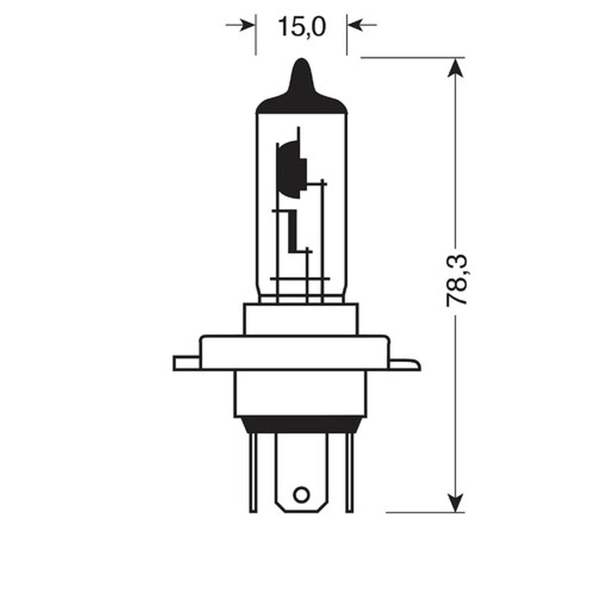 Lampada alogena - H19 - 60/55W - 12v - PU43t-3 - D/Blister