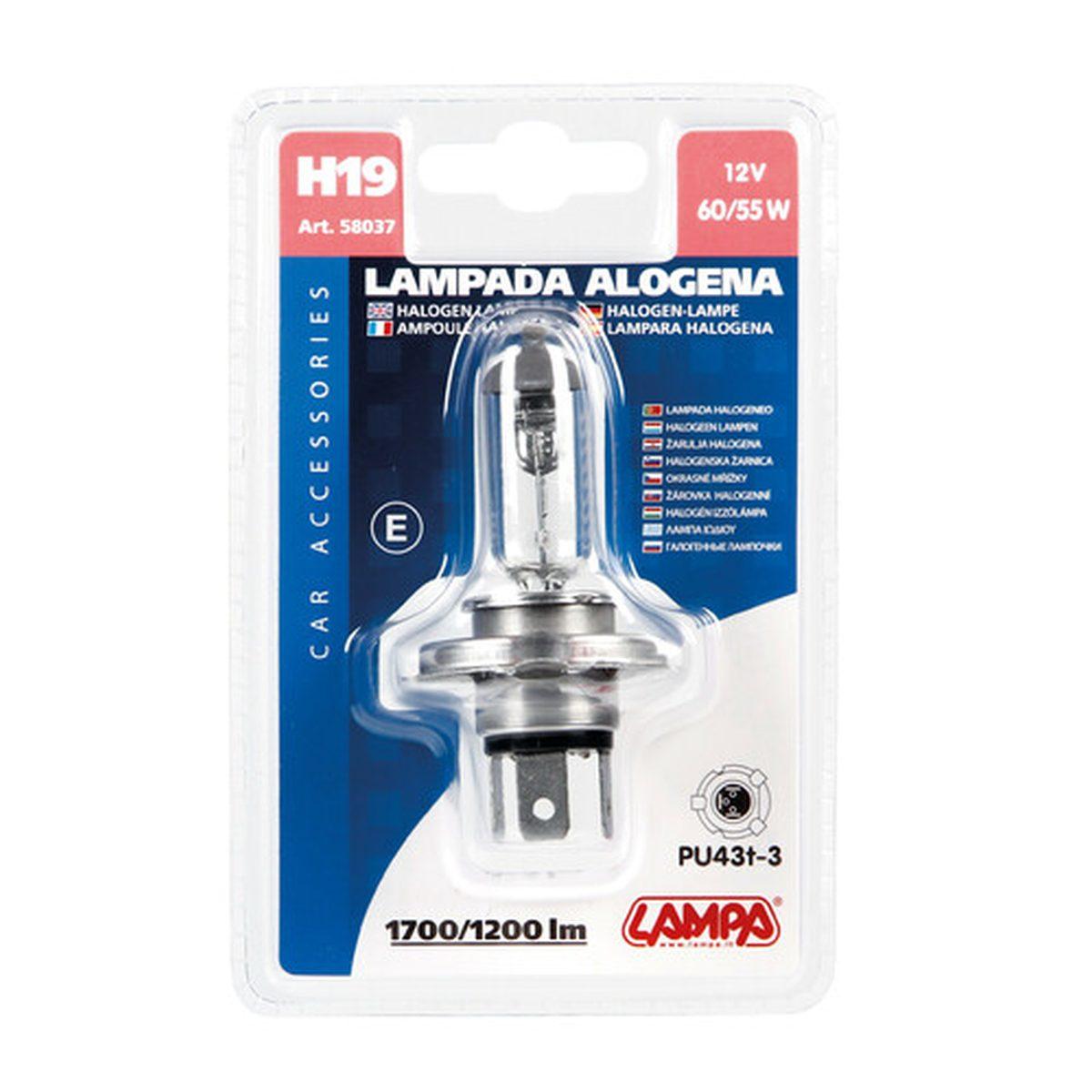 Lampada alogena - H19 - 60/55W - 12v - PU43t-3 - D/Blister