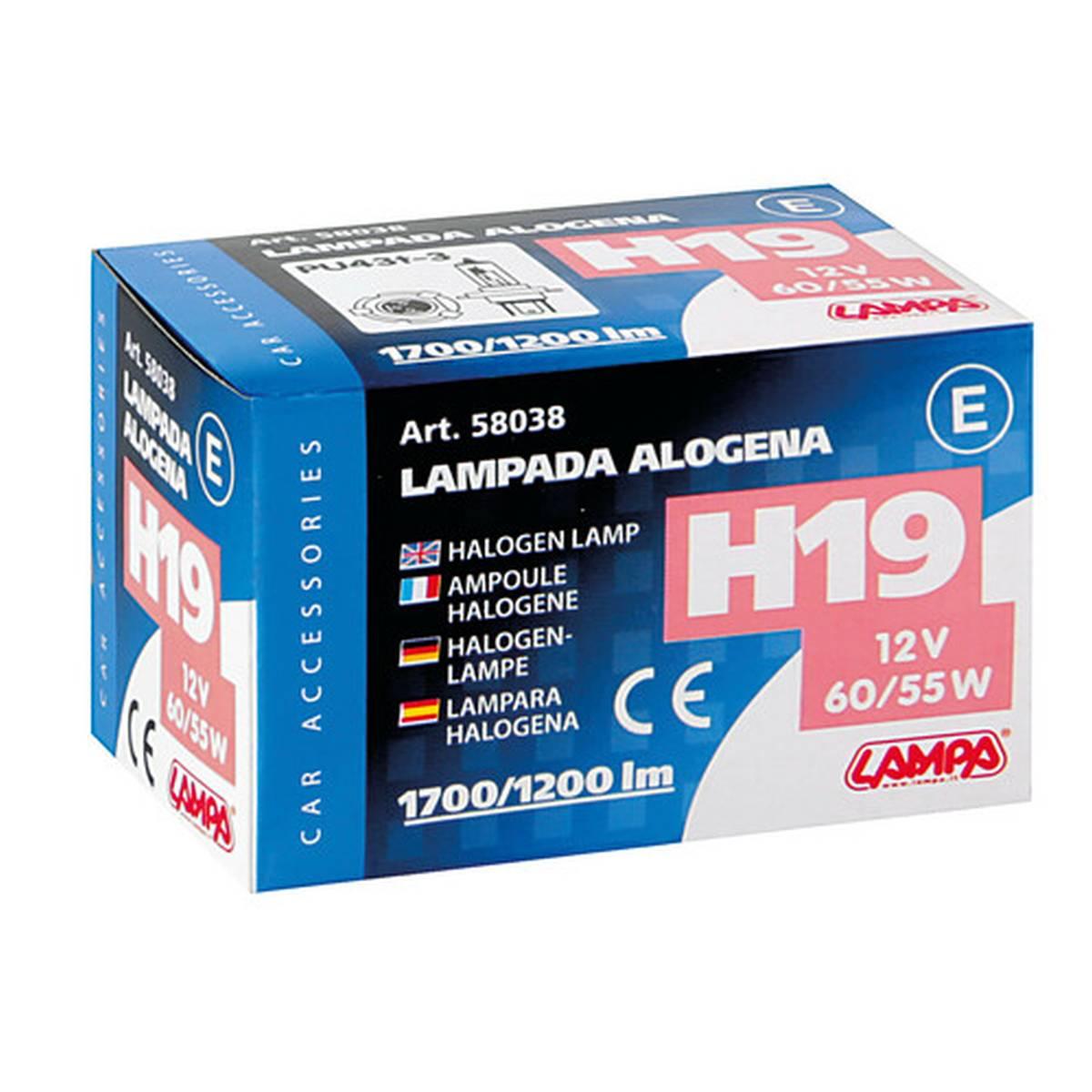 Lampada alogena - H19 - 60/55W - PU43t-3 -12V