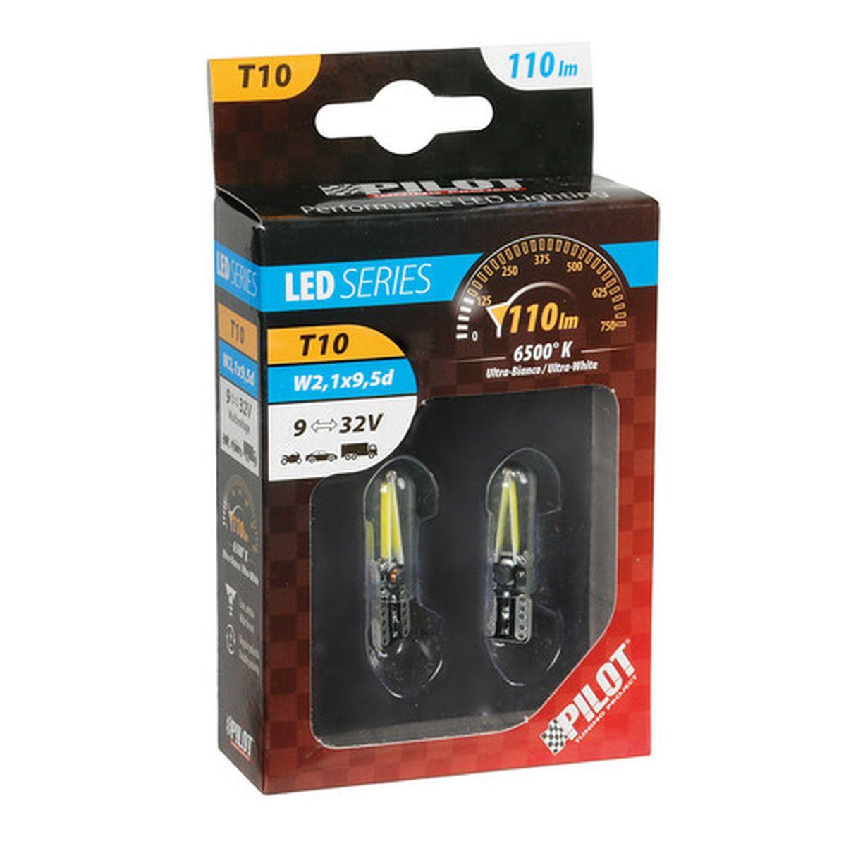 Led series - 2 Led COB - (T10) - W2,1x9,5d - 9-32V - Scatola - Bianco - Doppia polarità