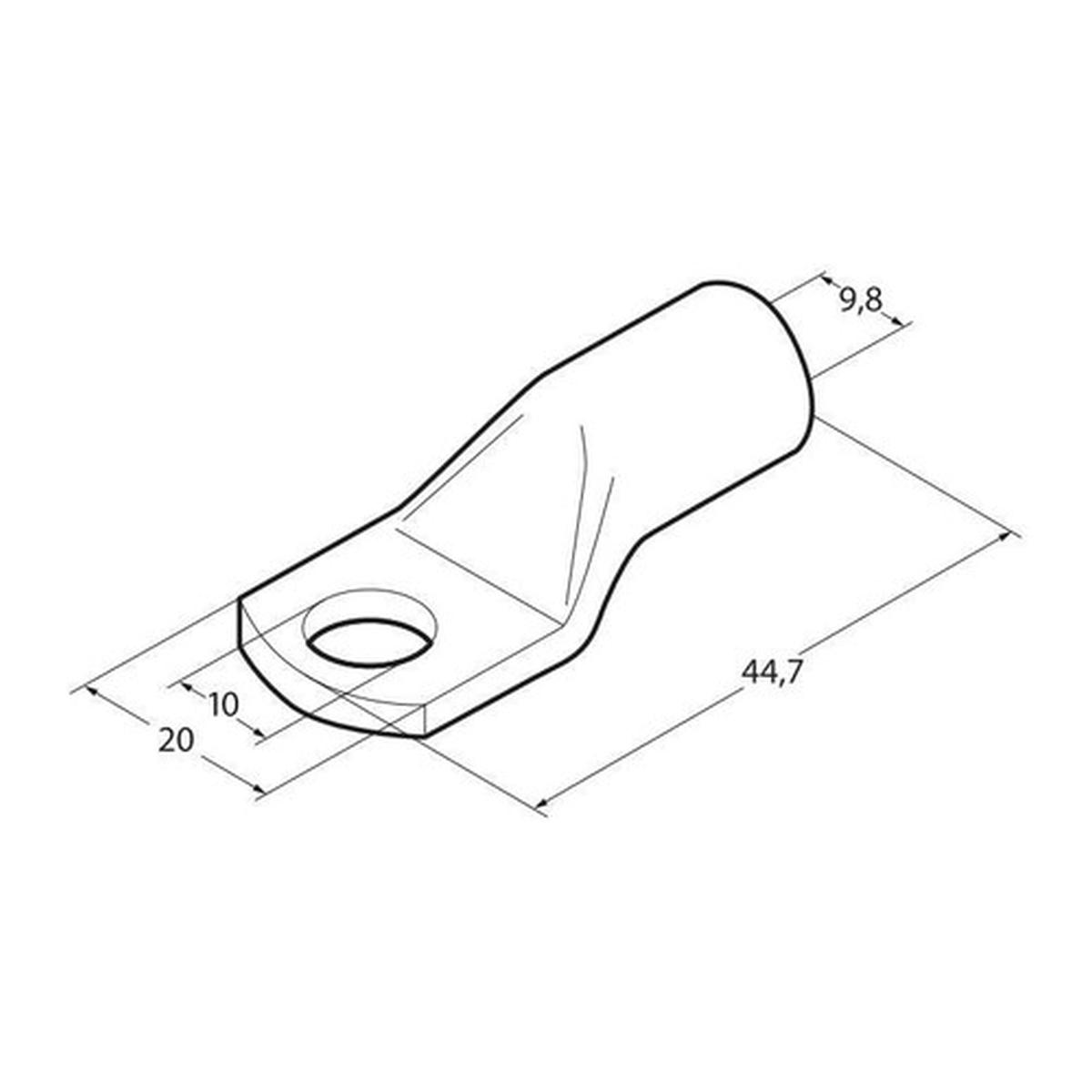 Set 5 pz capicorda da graffare in rame stagnato - sezione 50 mm - foro 10 mm