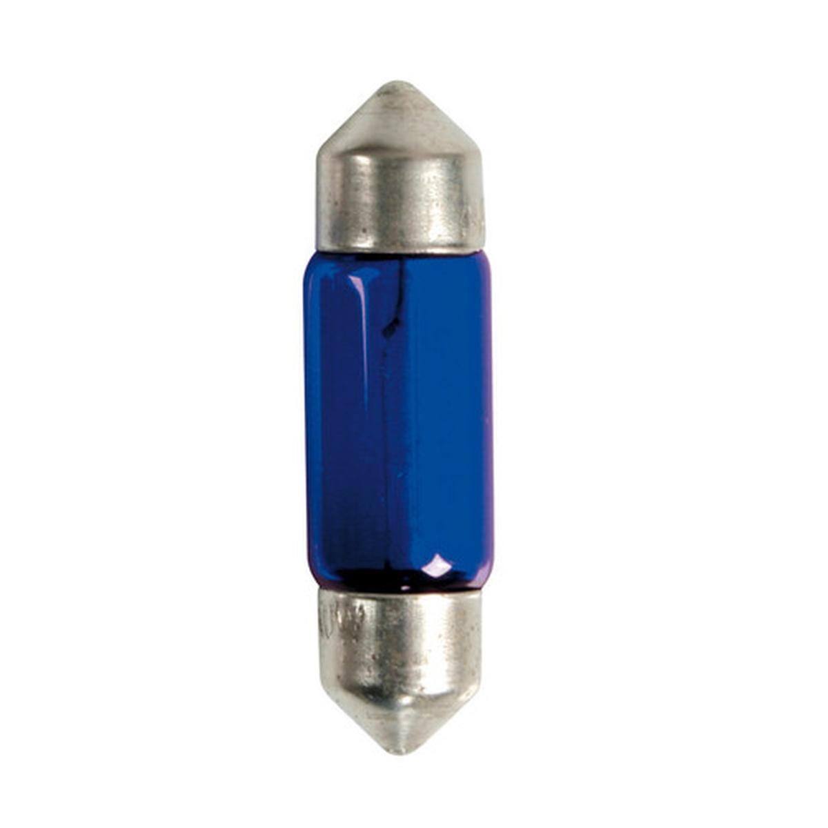 12V Blue Dyed Glass, Lampada siluro - (C10W) - 11x35 mm - 10W - SV8,5-8 - 12V - D/Blister