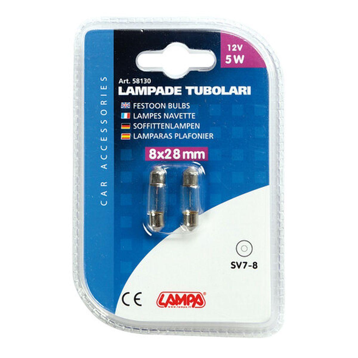 12V Lampada siluro - 8x28 mm - 5W - SV7-8 - 2 pz - D/Blister
