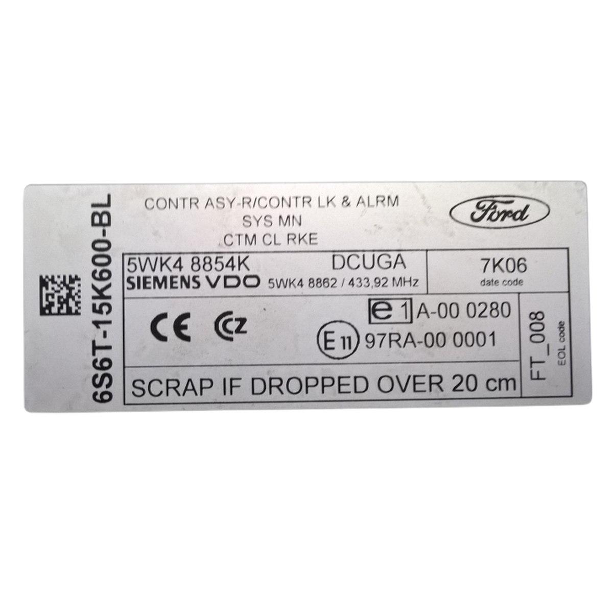 centralina chiusura centralizzata ford fiesta 1.4 tdi 2006 5wk48854k