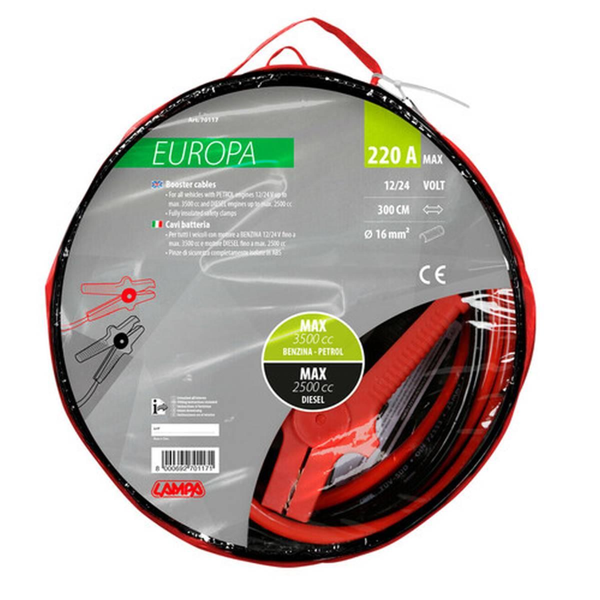 Cavi Batteria Europa - 300 cm - 220 A - 16 mm