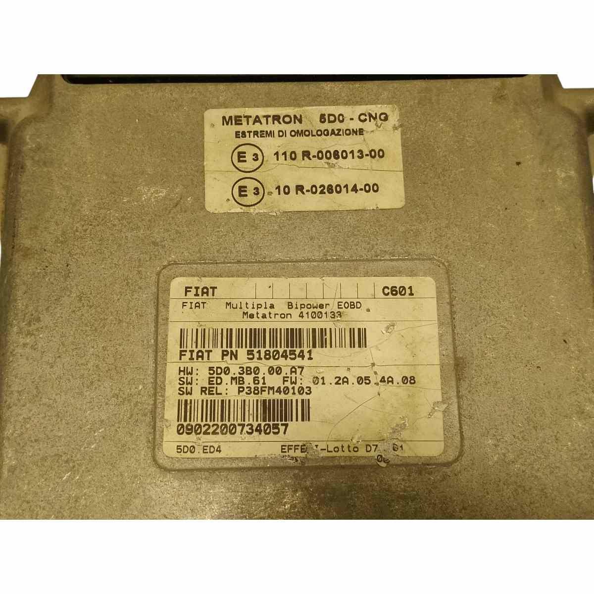 centralina motore fiat multipla 2 serie  metano  51804541<br />