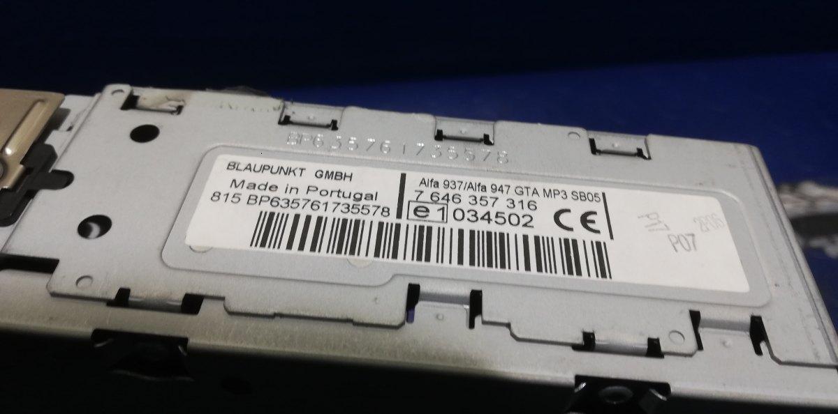 AUTORADIO DA SCODIFICARE ALFA ROMEO GT 1.9 JTD 2005 7646357316<br /><br /><br />