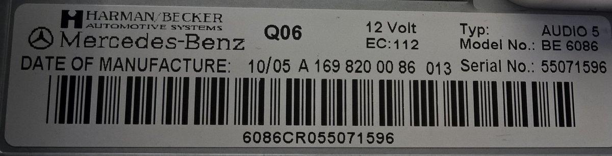 autoradio lettore cd mercedes classe a w 169 a169820008613