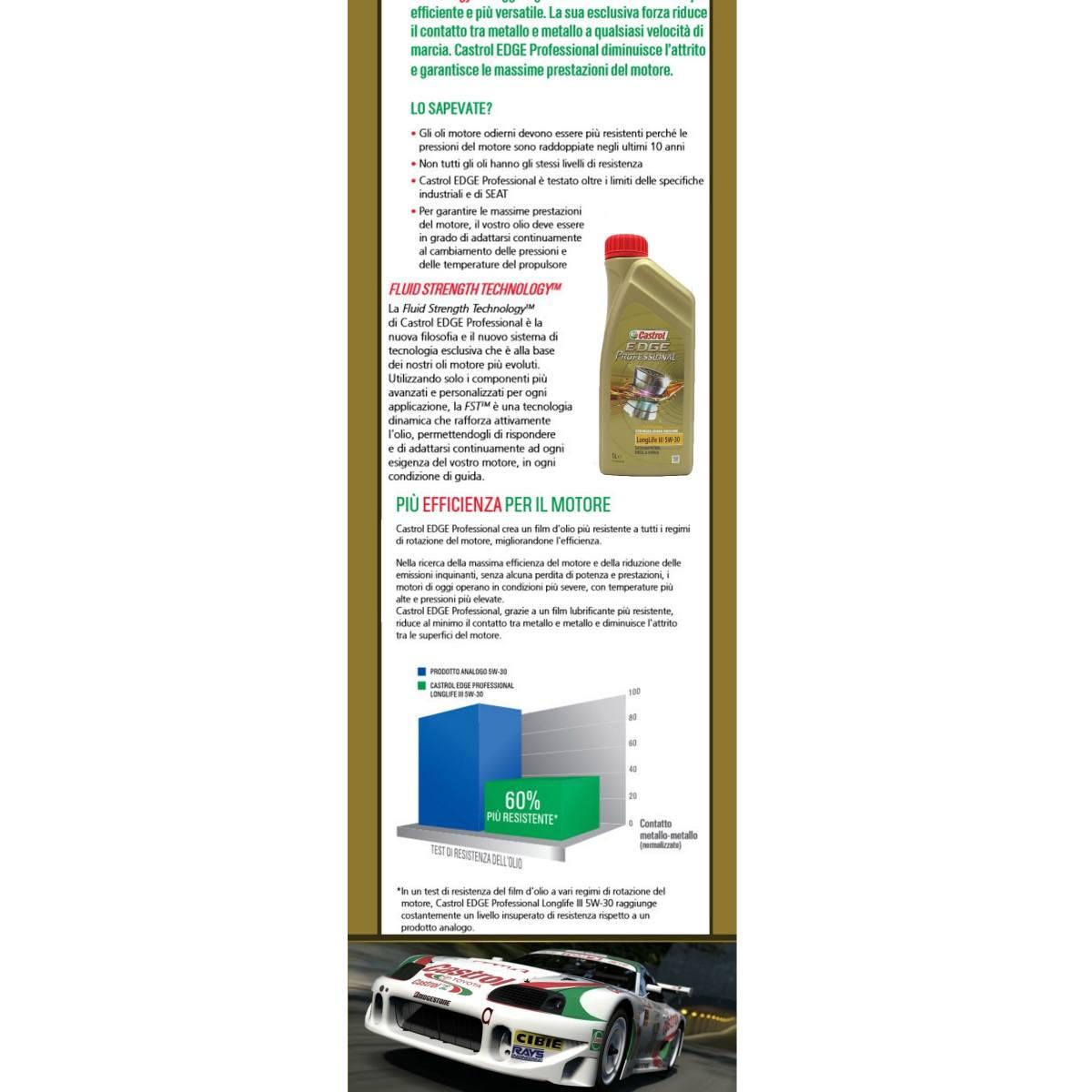 Olio motore castrol edge titanium fst longlife iii 5w30